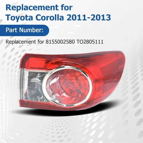 Miniatura 2 de WFLNHB Reemplazo de luz trasera derecha para Toyota Corolla 2011 2012 2013 Conjunto de lámpara de luz trasera 8155002580 TO2805111 lado del pasajero
