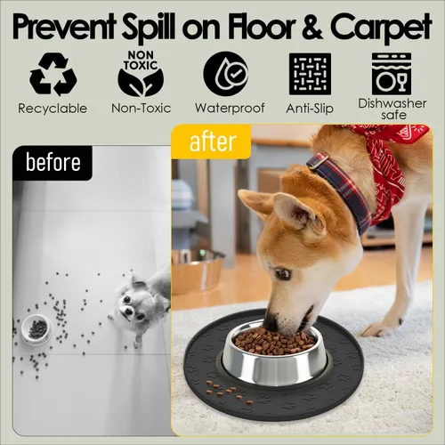 Miniatura 2 de Tapetes de alimentación de mascotas, para alimentos y agua, manteles individuales antideslizantes impermeables para perro y gato, paquete de 2