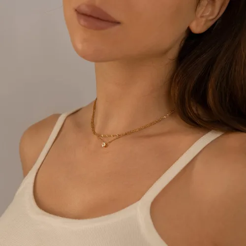 Miniatura 3 de LOXUAKAM Collar de cruz para mujer, chapado en oro de 18 quilates, collar de cruz simple en capas para mujer, collar con colgante de cruz