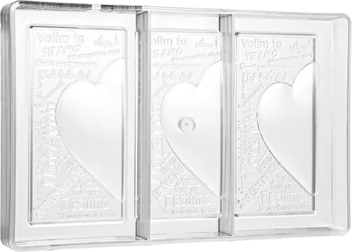 Miniatura 5 de CM 3844 Louis Amado - Molde de policarbonato transparente para chocolate con 3 cavidades rectangulares para tabletas con mensaje de corazón, 2.756