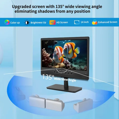 Miniatura 2 de Jexiop Televisor de pantalla plana de 16 pulgadas, pequeño televisor con control remoto, perfecto Full HD 1080P para cocina, entradas de adaptador