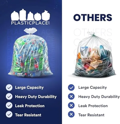 Miniatura 5 de Plasticplace - Bolsas de basura W55LDC2 de 55-60 galones │ 2 mil │ Revestimientos transparentes para cubos de basura resistentes │ 38 x 58 pulgadas