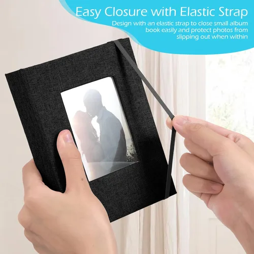 Miniatura 5 de Tinlade Álbum de fotos pequeño de 10 piezas de 4 x 6 pulgadas, 26 páginas transparentes con capacidad para 52 imágenes, cubierta de lino, libro