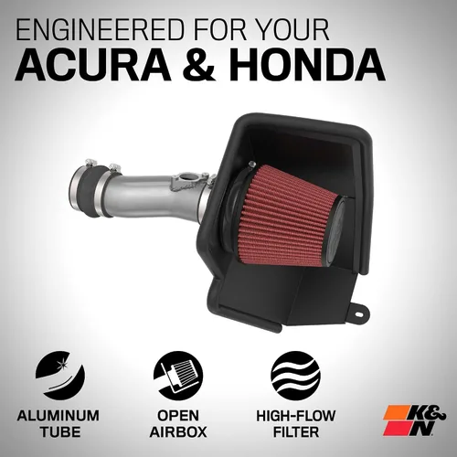 Miniatura 2 de K&N Sistema de admisión de aire frío: Filtro de aire de alto flujo, aumenta el rendimiento y la aceleración: Compatible con Acura/Honda 2023-2025