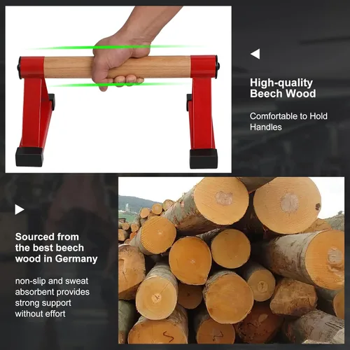 Miniatura 5 de Barras de flexiones de madera, barras paraletas, barras antideslizantes para parada de manos para calistenia, fitness, entrenamientos de piso, Rojo