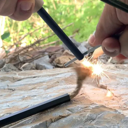 Miniatura 7 de Kit de iniciación de fuego de pedernal y acero, varillas de ferro, herramienta de supervivencia de arranque de incendios de magnesio para camping