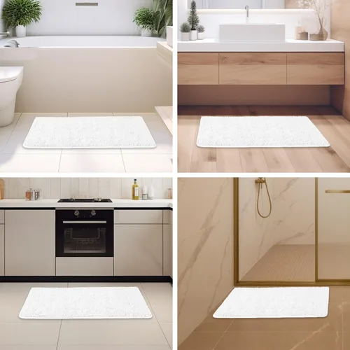 Miniatura 254 de Alfombra de baño pequeña de 12 x 18 pulgadas, lavable y absorbente, antideslizante, alfombra de baño de felpilla gruesa y suave para baño, ducha