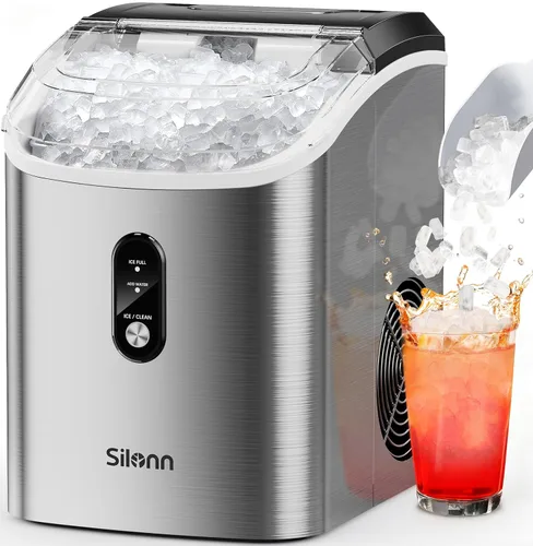 Miniatura 12 de Silonn Máquina de hielo Nugget para encimera, máquina de hielo de pellets con función de autolimpieza, la máquina de hielo sónico produce 33 libras