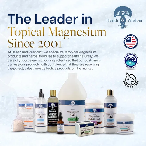 Miniatura 7 de Health and Wisdom Cristales de baño de magnesio – Sales de baño con alta concentración y absorción mejorada para alivio muscular y articular – de 14