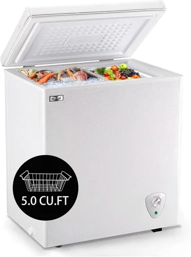 Miniatura 9 de WANAI Congelador de pecho pequeño y profundo de 3.5 pies cúbicos, mini congeladores negros para puerta superior, 7 termostatos ajustables y cesta