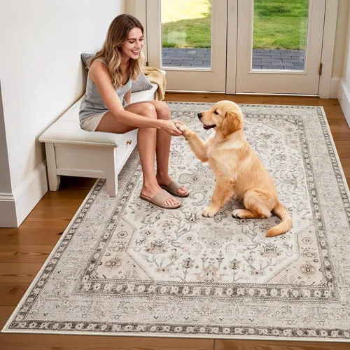Miniatura 45 de Alfombras de área 9x12 para sala de estar: Alfombra oriental lavable de 108 pies cuadrados para dormitorio - Alfombra de pelo bajo ultra delgada