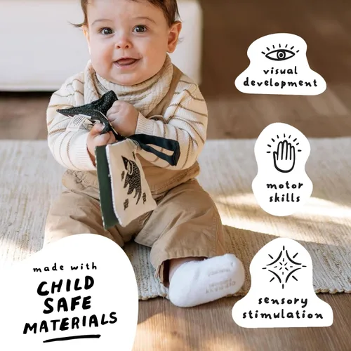 Miniatura 3 de Wee Gallery Woodland Animals Crinkle Pages - Juguete para cochecito de bebé, juguete sensorial colgante arrugado con espejo para bebés, arte animal
