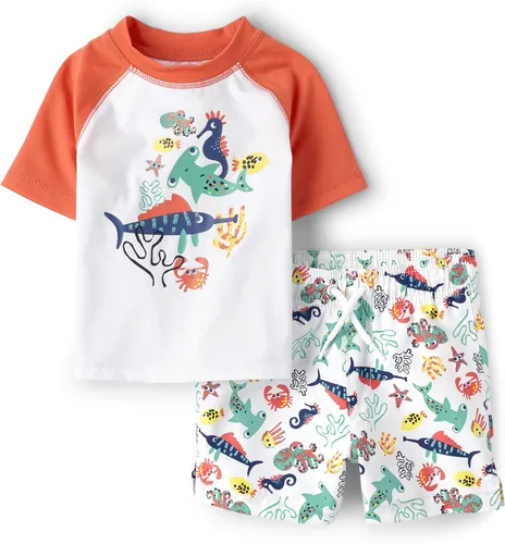 The Children's Place Conjunto de 2 piezas de traje de baño y camiseta de manga corta para bebés y niños pequeños