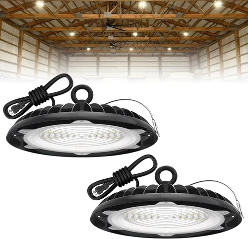 Miniatura 9 de HYPERLITE UFO LED High Bay Light: 150W 19500LM High Bay LED Luces de tienda con enchufe de 6 pies - 5000K IP65 LED Warehouse Luces para taller