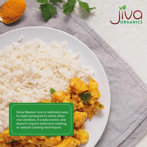 Miniatura 5 de Jiva Organics - Arroz orgánico Sona Masoori de 10 libras de calidad premium, origen indio, arroz de grano corto, todo natural y sin OMG (10 libras)