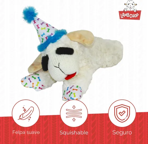 Miniatura 3 de Multipet Lamb Chop Juguete de Peluche para Perros - Juguete Chirriante para Todos los Perros - Peluche Extra Suave - Animal de Peluche
