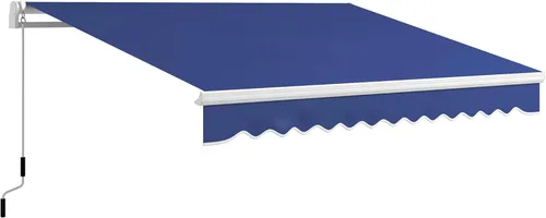 Miniatura 11 de Outsunny - Toldo retráctil de 10 x 8 pies, toldo para patio, toldo para sol con manivela manual, tela resistente a los rayos UV y al agua y Rayas