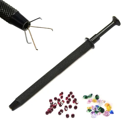 Pieza de herramienta de recogida de cuentas de piedras preciosas de diamante de 4 puntas con revestimiento negro