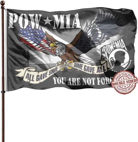 Bandera de águilas Pow Mia de 3 x 5 para exteriores, doble cara, no te olvidas, todos dieron algunos dieron todo, 3 capas, 240D, 4 filas cosidas, 2