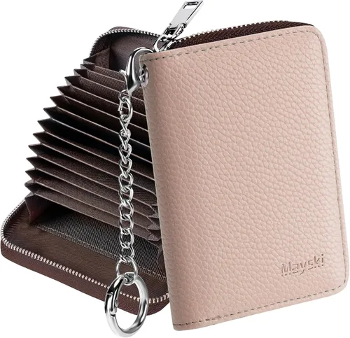Miniatura 22 de Mayski - Cartera para tarjetas de crédito con cremallera para mujeres, tarjetero pequeño de acordeón, llavero, tarjetero para tarjetas de Manzana