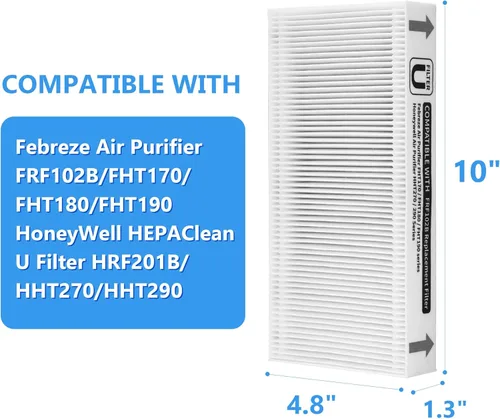 Miniatura 2 de Paquete de 4 filtros de repuesto FRF102B compatibles con purificadores Febreze FRF102B/FHT170/FHT180/FHT190 y filtro U limpio HRF201B/HHT270/HHT290