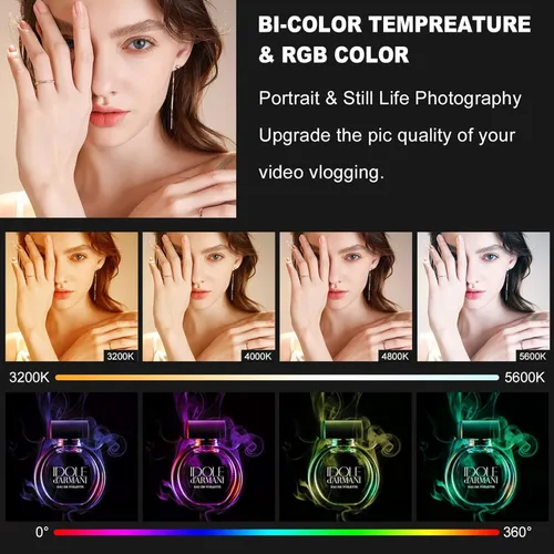 Miniatura 5 de GVM - Luz de video LED RGB, luz de estudio 800D con control de aplicación, kit de iluminación de fotografía, 1 paquete con 8 tipos de luces