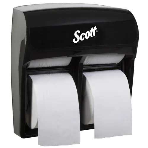 Scott Professional Dispensador de papel higiénico estándar sin núcleo de alta capacidad (44518), negro, capacidad para 4 rollos, montado en la
