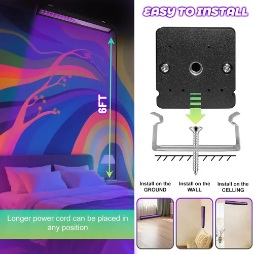 Miniatura 7 de Paquete de 1 barra de luz LED negra de 24 W, suministros de fiesta de luces negras para Halloween, fluorescente, fiesta, dormitorio, sala