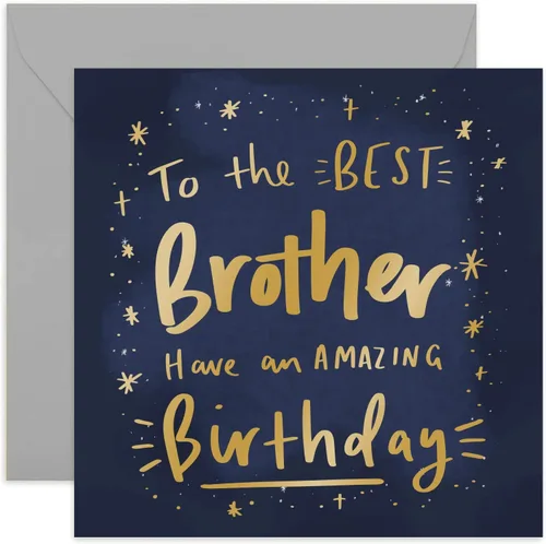 Old English Co. - Tarjeta de felicitación de cumpleaños increíble para el mejor hermano, tarjeta de felicitación masculina de estrellas cósmicas