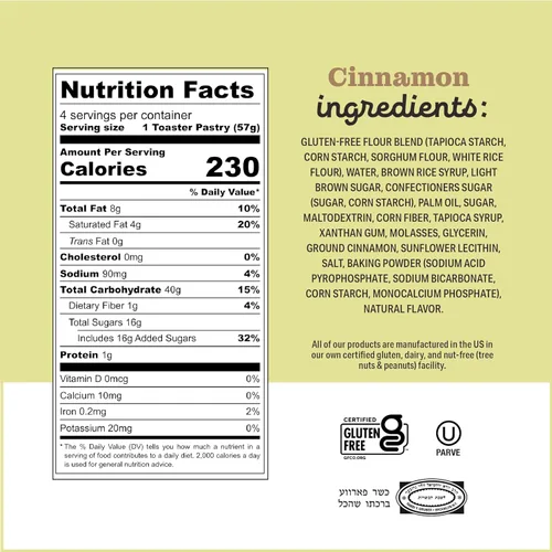 Miniatura 2 de Katz sin gluten Snacks Variedad de pasteles tostados de fresa y canela. Comida para el desayuno o saludable en cualquier momento, sin lácteos