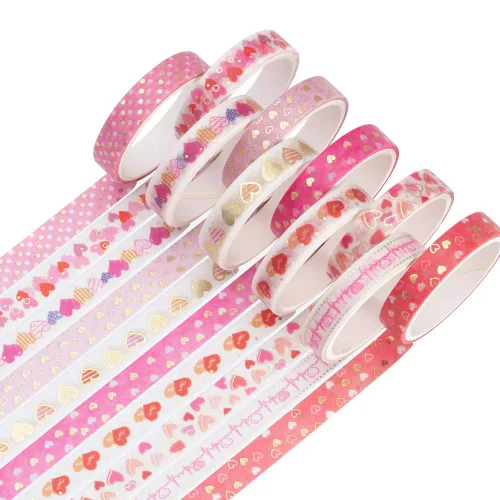 Miniatura 6 de YUBBAEX Juego de 10 rollos de cinta washi brillante, 8mm de ancho, de lámina dorada decorativa para diario de viñetas, álbum de recortes, Estrellas
