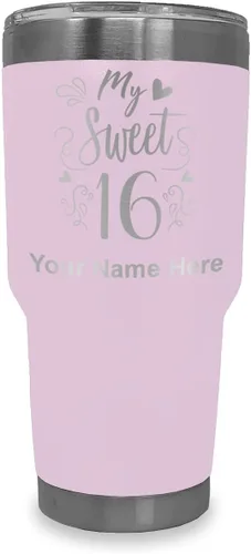 Miniatura 17 de LaserGram Taza aislada al vacío de 20 onzas, My Sweet 16, grabado personalizado incluido (gris)