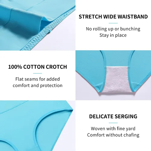Miniatura 3 de CAILECOTTON Ropa interior de algodón para mujer, bragas de cintura alta, cobertura completa, bragas para mujer