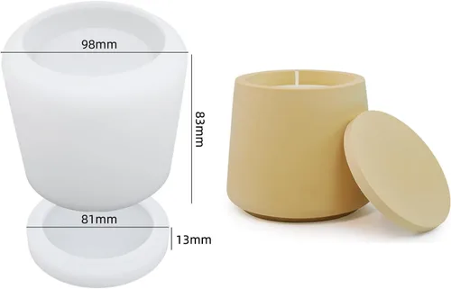 Miniatura 2 de Juego de Moldes para Velas con Tapa y Caja de Almacenamiento, Moldes de Vaso para Velas de Silicona Creativos, Moldes de Botella de Hormigón