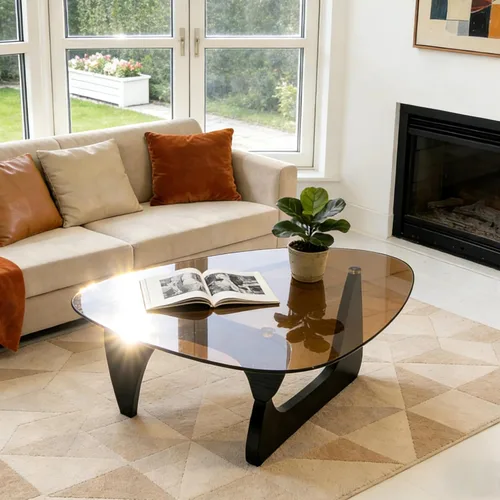 Miniatura 6 de Mesa de centro pequeña, mesa de centro negra moderna de mediados de siglo para sala de estar, mesas centrales abstractas con parte superior