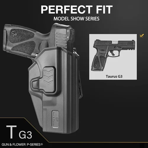Miniatura 2 de Funda Taurus G3, funda de polímero de cinturón OWB para Taurus G3, funda de polímero para diestros con liberación de dedo índice y inclinación