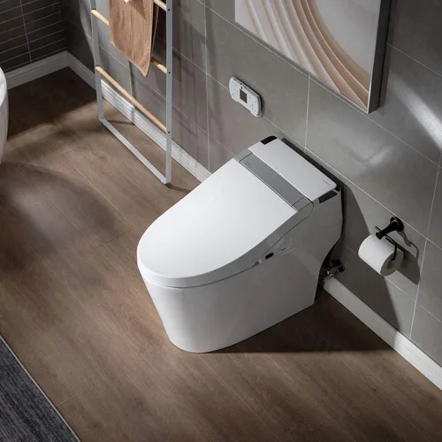 Miniatura 10 de WOODBRIDGE B0960S - Inodoro de descarga automática, apertura y cierre automáticos, inodoro de descarga única de 1.28 GPF con asiento inteligente