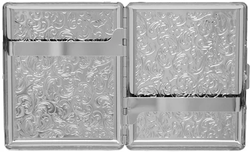 Miniatura 3 de Juego de 2 cajas de cigarrillos de los años 100 chapadas en metal y caja de almacenamiento (impresión victoriana plateada)