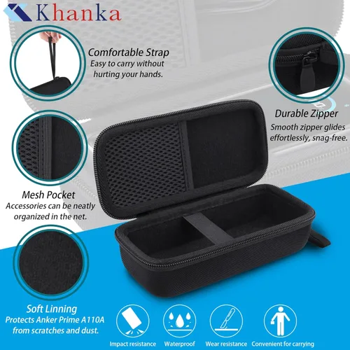 Miniatura 5 de khanka Anker Prime Power Bank, funda de 26,250 mAh, bolsa de viaje dura compatible con Anker Prime Power Bank 26K, 300W, solo funda (negro)
