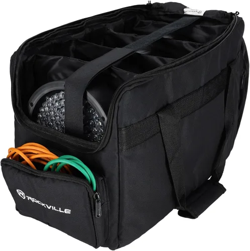 Miniatura 9 de Rockville RockWedge LED Bundle: (10) luces par inalámbricas DMX recargables RGBWA UV de 54 W, (2) bolsas de viaje acolchadas RLB30 para luces