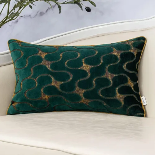 Yangest - Funda de cojín rectangular con diseño ondulado, moderna, con cremallera, para sofá, dormitorio, sala de estar, hogar, verde, 12 x 20