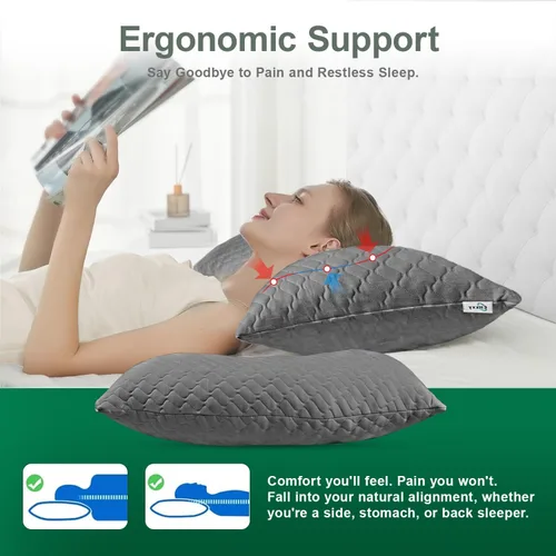 Miniatura 4 de CHxxy Almohada para dormir de lado para el alivio del cuello y los hombros, diseño ergonómico, almohada de firmeza media, almohadas de tamaño queen