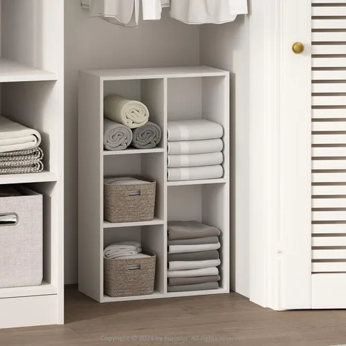 Furinno Reed - Organizadores y almacenamiento para armario, estantes reversibles de 5 cubos, estante de organización de armario, 9.4 x 19.5 x 31.5