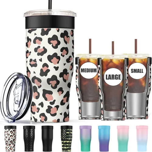 Miniatura 14 de Funda universal para café helado - Funda aislante reutilizable de acero inoxidable de doble pared mejorada para bebidas frías, se ajusta a tazas