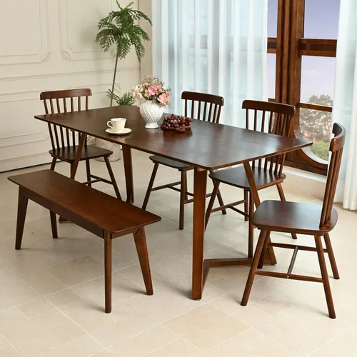 DELAVIN Mesa de comedor grande de madera maciza de 70.8 pulgadas para 6-8 personas, mesa de cocina moderna de roble con veta de madera natural, mesa