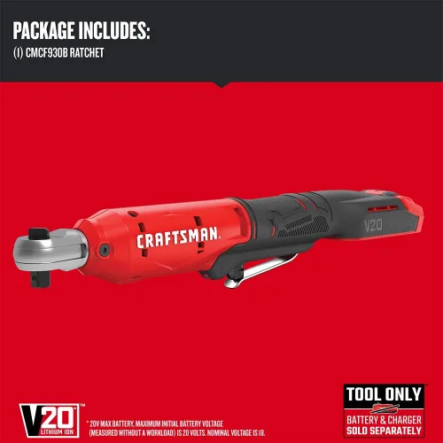 Miniatura 3 de CRAFTSMAN V20 Llave de trinquete inalámbrica, transmisión de 3/8 pulgada, 300 RPM, hasta 4,7 m·kg de par, herramienta desnuda solamente (CMCF930B)