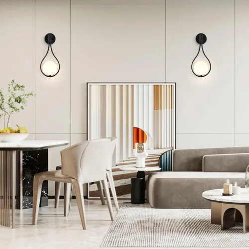 Miniatura 4 de BOKT Moderna lámpara de pared de vidrio negro apliques montados en la pared, de mediados de siglo, para dormitorio, mesita de noche, luz de pared