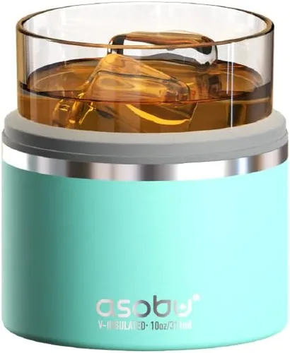 Miniatura 18 de asobu Vaso con funda para whisky, vaso de bourbon aislado con vidrio de rocas de alta calidad, sin BPA, acero inoxidable de doble pared, mantiene