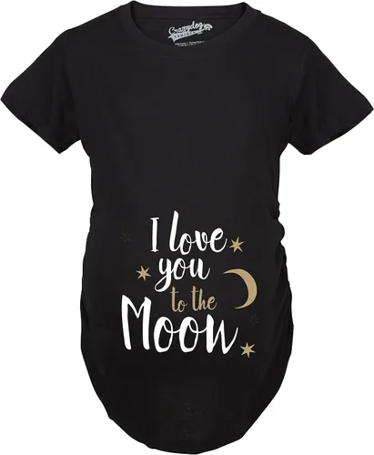 Miniatura 2 de Maternidad I Love You to The Moon Lindas camisas de maternidad anuncian diversión, Negro