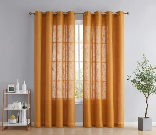 Miniatura 31 de HLC.ME - Cortinas de lino sintético con textura semitransparentes que mantienen la privacidad y filtran la luz, con ojales, cortas y de tela delgada